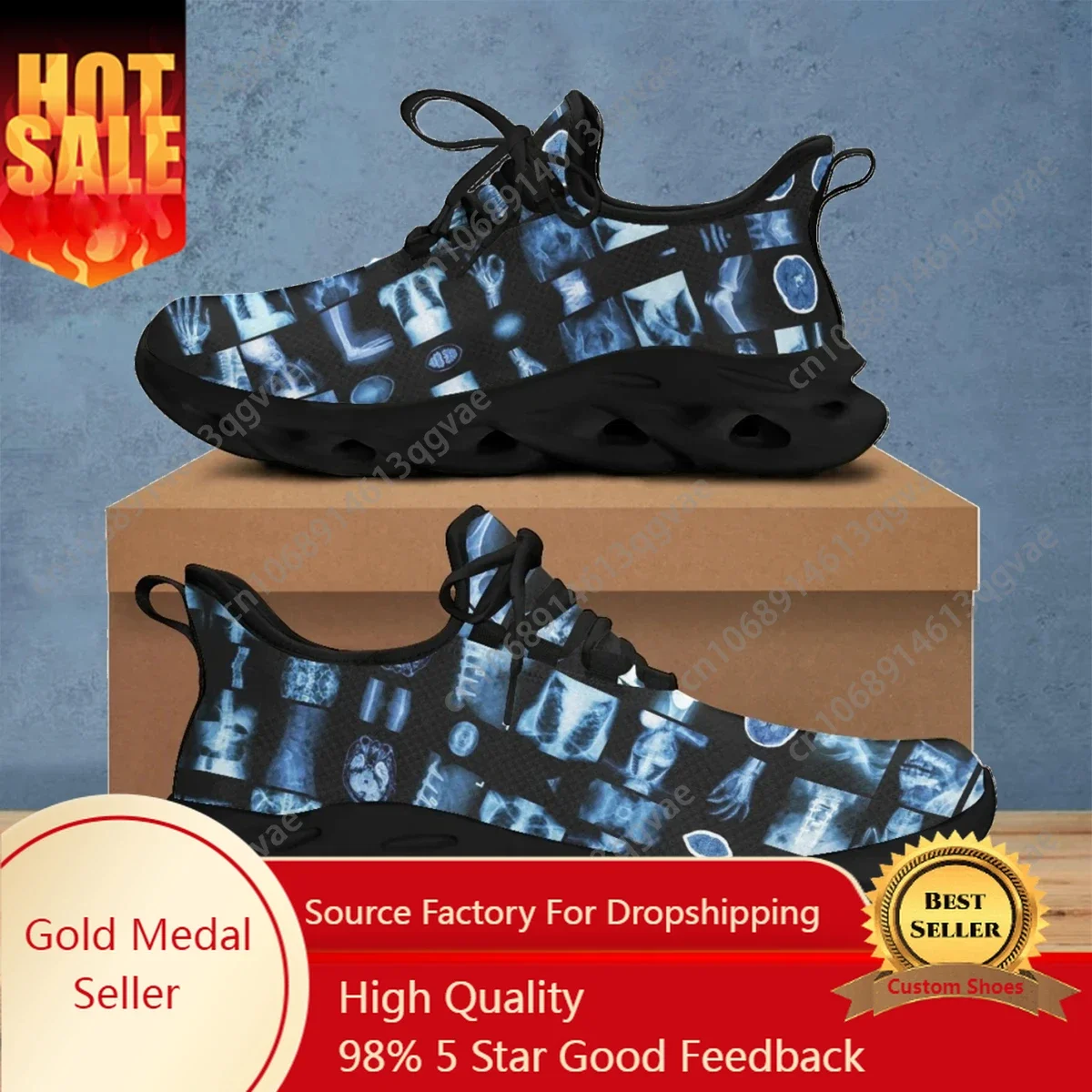 

Fashion Mesh Sneakers Shoes Radiologic Technologist Blue Print Women Lightweight Flats Footwear Zapatillas Hombre