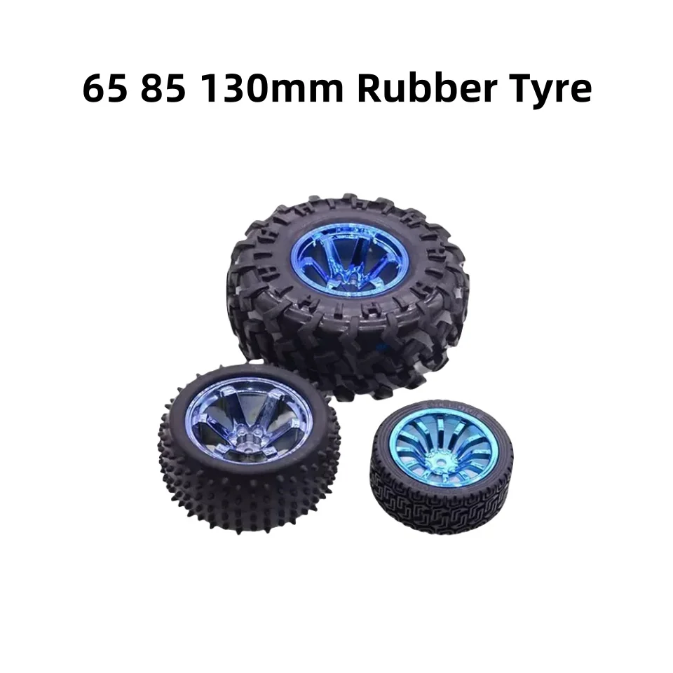 

65/85/130mm Black/Blue Rubber Tyre/Wheel Fixed By Hexagonal Holes For Smart Car/Robot Great Friction 65x26/85x38/130x60mm