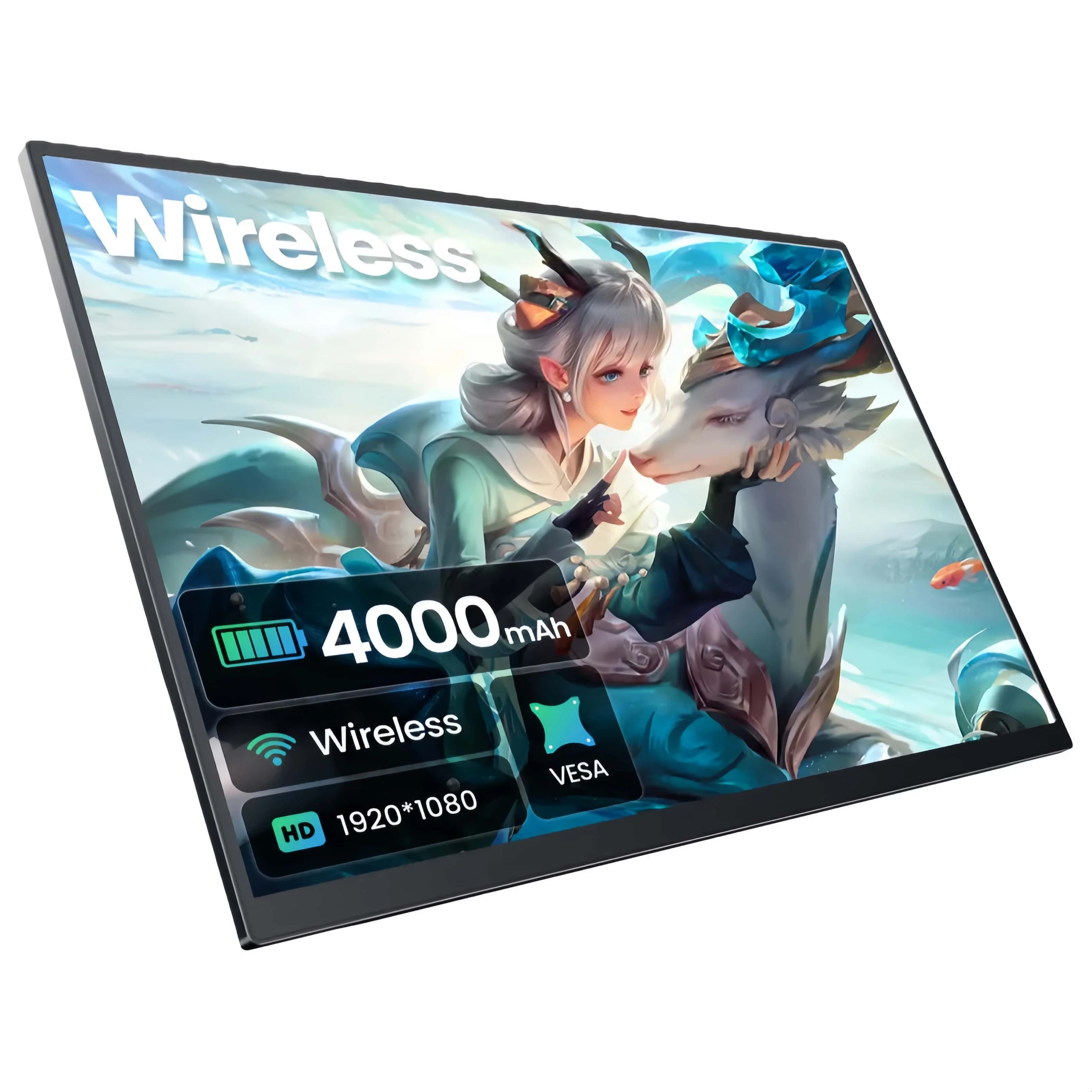 

Беспроводной портативный 15,6-дюймовый IPS FHD 1080P монитор с двумя экранами, частотой обновления 60 Гц, интерфейсом USB Type-C, встроенными динамиками, для игр и бизнеса