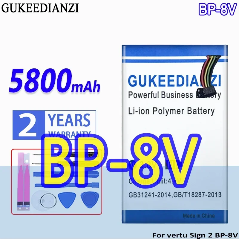 High Capacity GUKEEDIANZI Battery 5800mah For vertu Sign 2 BP-8V Mobile Phone Batteries