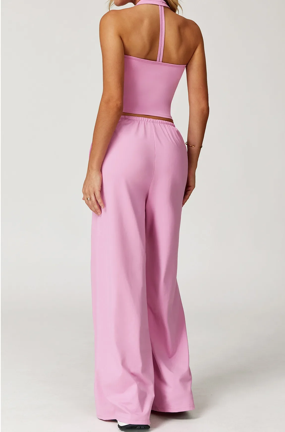 シェーブヨガセット-2025-レディース-ピンク-美背クロップトップ-ハイウエストドローストリングパンツ-ランニングスーツ-アウターウェア-フィットネス-ワークアウト服