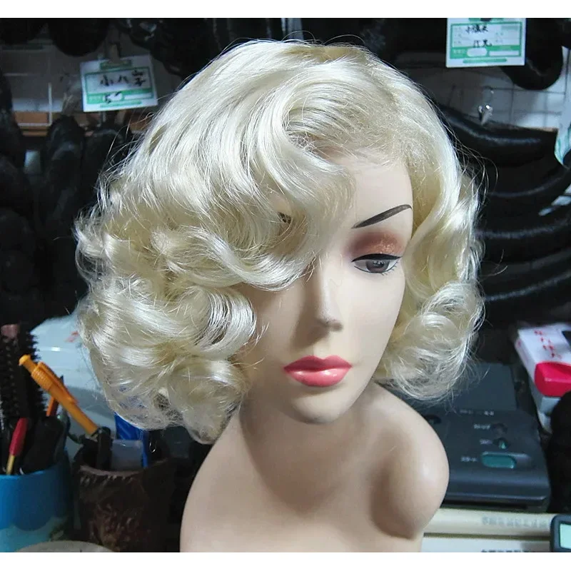 Halloween women Marilyn Monroe Golden Wig Forever Marilyn Monroe styled synthetic hair wig costumes