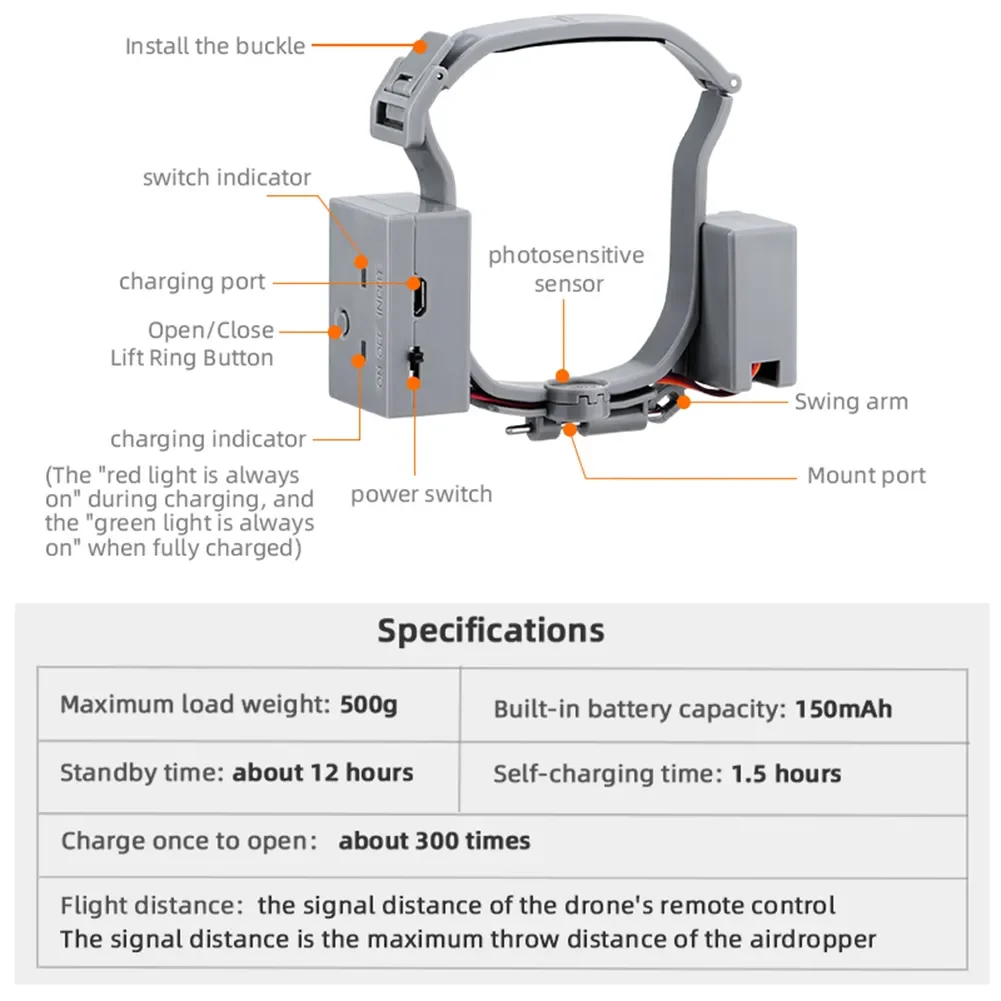 Drone Airdrop System 500G Loading Airdrop Release Drop Device Wedding Proposal Delivery Device Compatible For DJI Mavic Air 3
