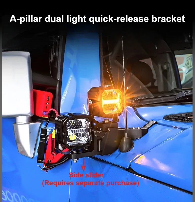 For Toyota Land FJ Cruiser Car A Pillar Led Spotlight Bracket Front Engine Hood Quick Release Dual Guide Rail Expansion Stand
