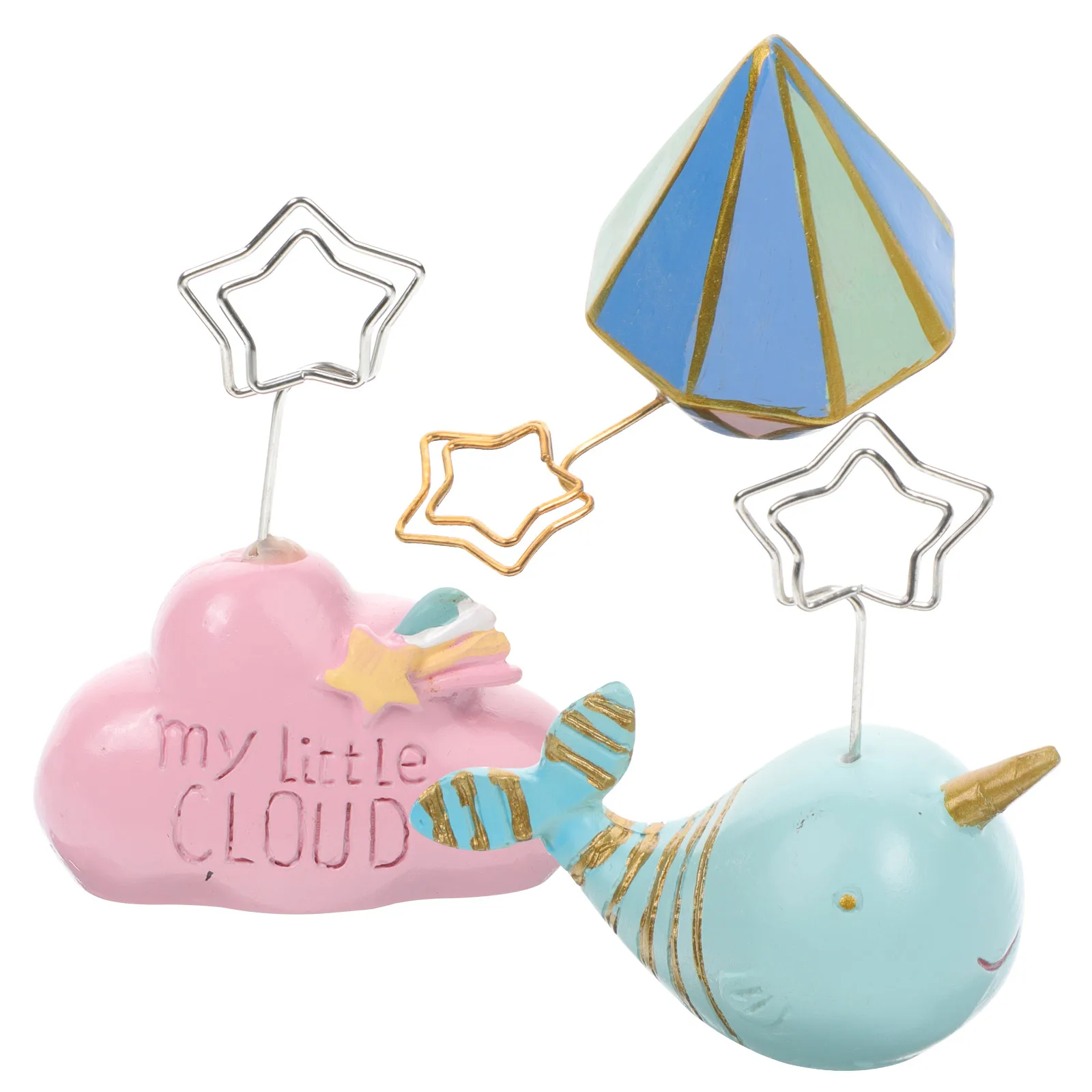 

3Pcs Cartoon Resin Note Holder Cloud Message Organizer Desktop Clip Table Decoration Birthday Christmas Party Ornament