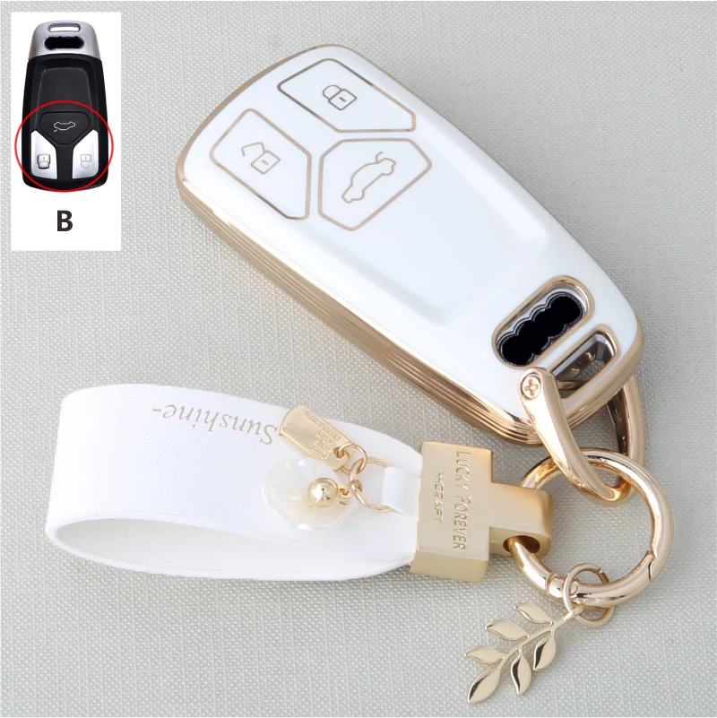 

Fashion TPU Car Remote Key Case Cover Shell For Audi A4 B9 A5 A6 8S 8W Q5 Q7 4M S4 S5 S7 TT TTS TFSI RS Protector Fob Keyless