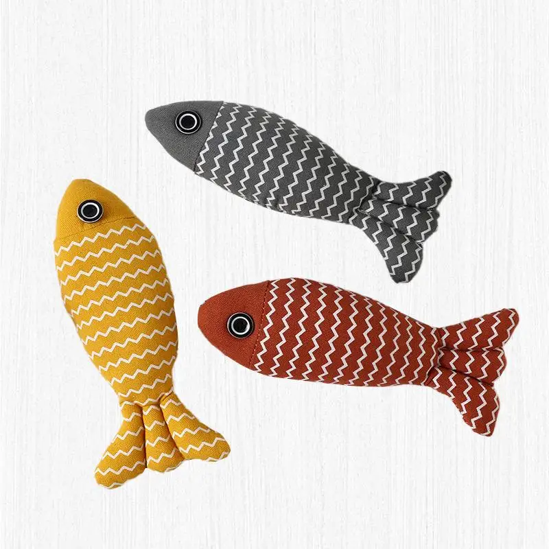 

Pet Toys Canvas Self-Entertaining Fish Toys Catnip Cat and Dog Toys Durable Chew and Grind Teeth Plush Supplies