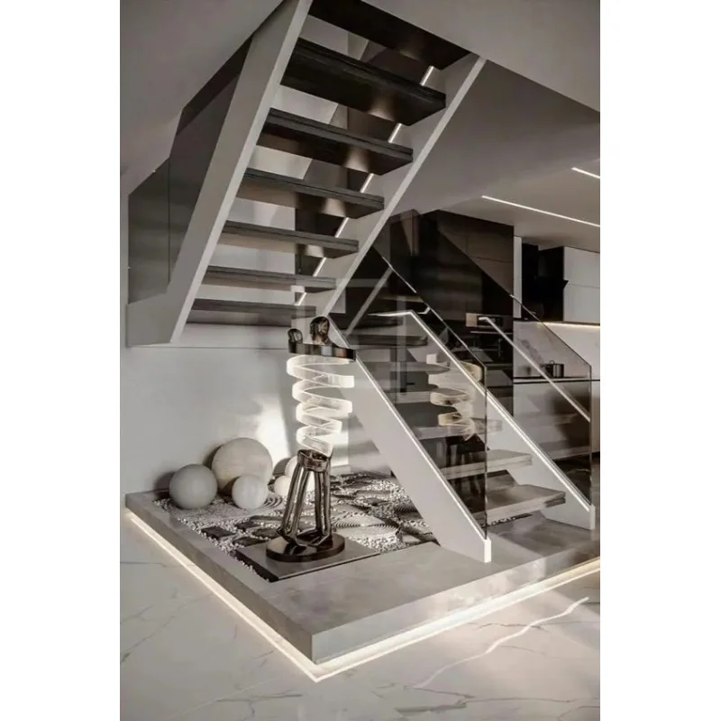 custom.DB Double - Plate Beam Straight Staircases: Modern Design Luxury Interiors