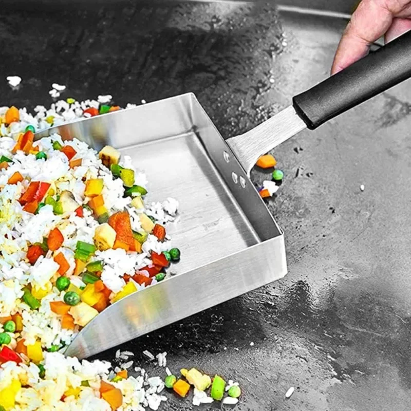 Stainless Steel Frying Spatula Food Mover Frying Spatula Burger French Fries Food Spatula for Stir-frying and Moving Food Tools