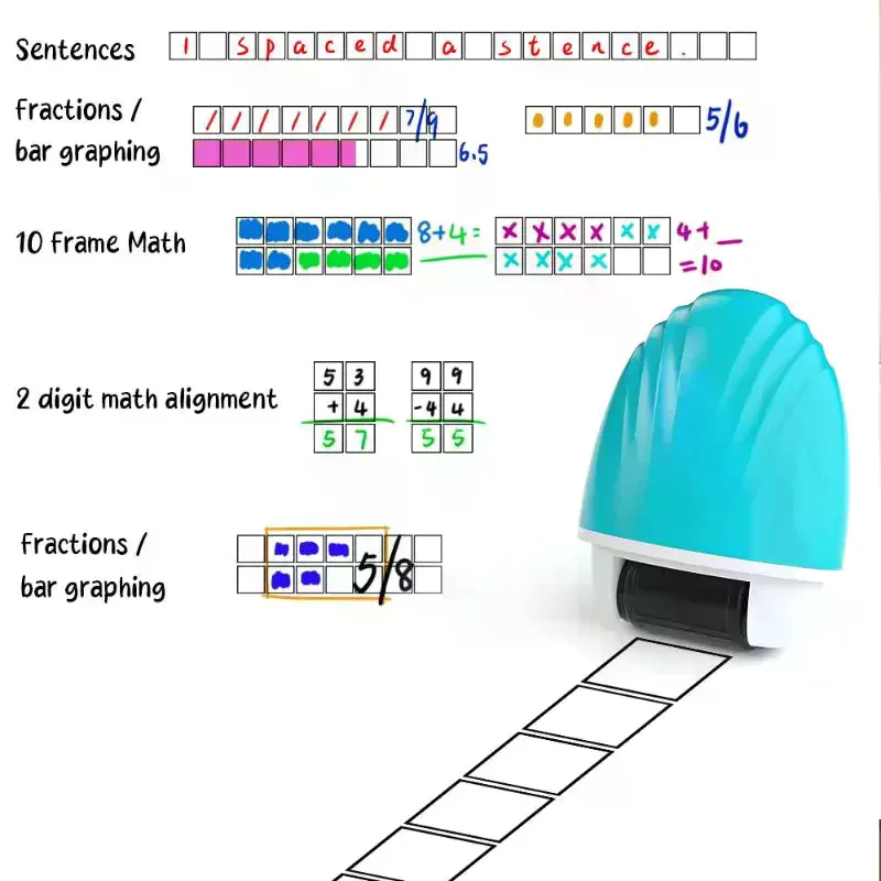 Stamp Math Correction Tool Convenient Teacher's Teaching For Mathematics And English Seal Double Line Grid Roller Seal Roller