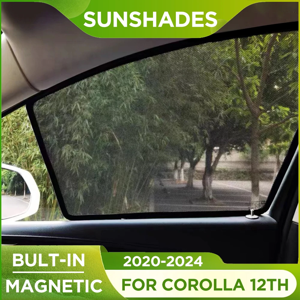 Magnetic Car Windows Sunshades For Toyota Corolla 12th Sedan 2019 2020 2021 Side Window Curtains Mesh For Corolla 2022 2023 2024