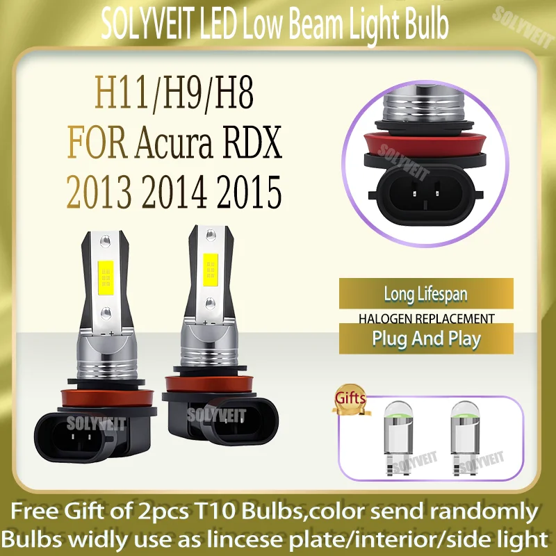 

High-Brightness H11/H9/H8 LED Low Beam Bulbs IP67 60,000 Hours Lifespan Halogen Replacement Bulbs For Acura RDX 2013 2014 2015