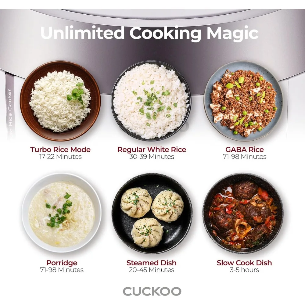 CRP-P1009SW 10 Cup Electric Heating Pressure Cooker & Warmer – 12 Built-in Programs, Glutinous (White), Mixed, Brown