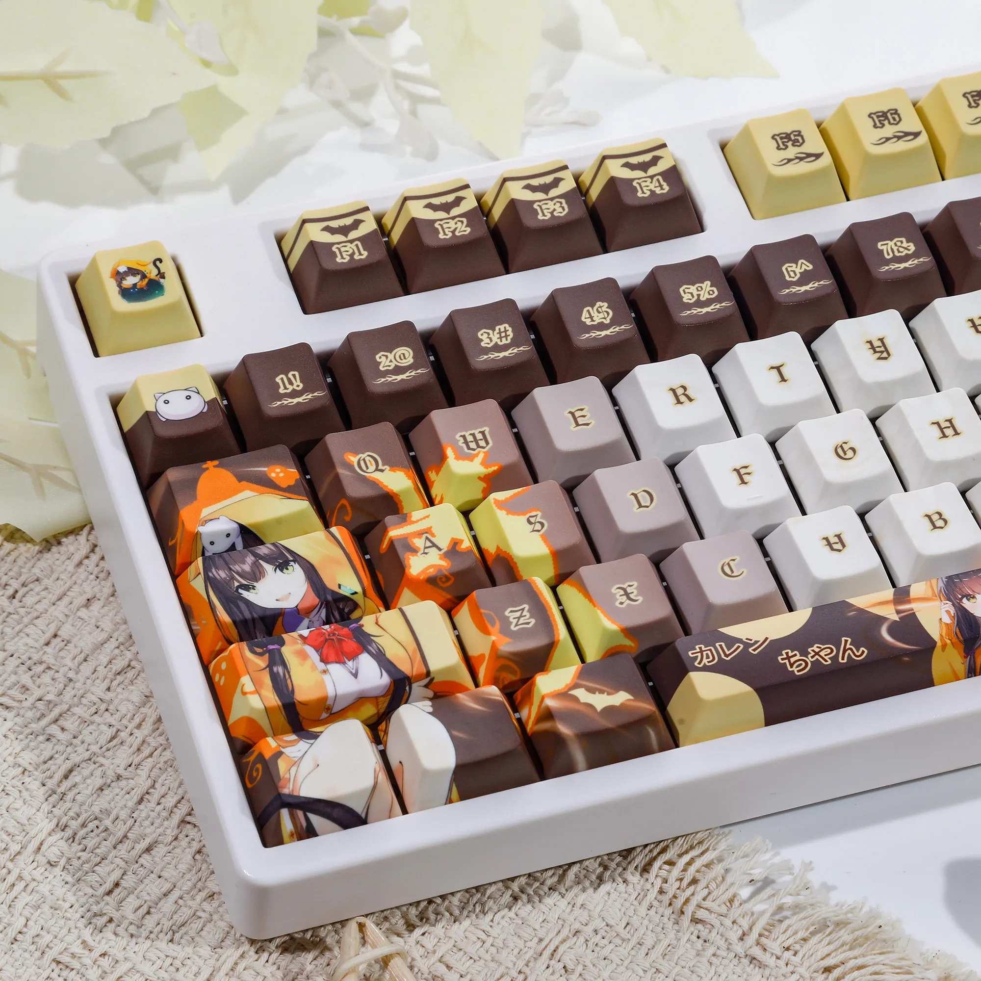 120 Keys Heaven Burns Red Game Keycaps Karen Asakura Key Cap Cute Cherry Profile  Anime Keycap for ANSI Made68 Mad68 Wooting60