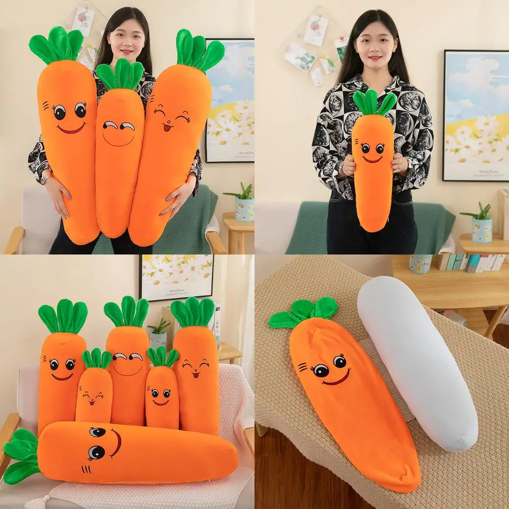 

Кавайная морковная плюшевая кукла с внутренней подушкой, милая овощная игрушка для детей, подарок на день рождения, подушка перед сном для девочек