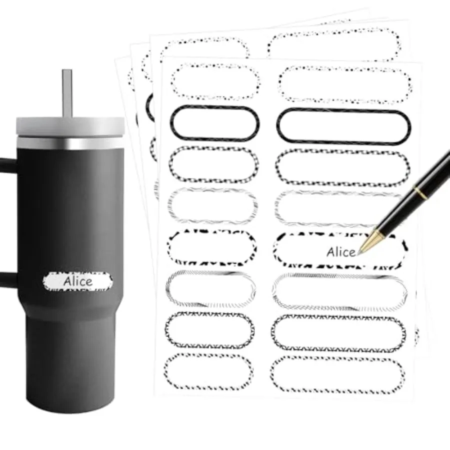 240PCS Waterproof Labels for Bottles Self-Lamiting Multipurpose me Labels for Daycare School Black and White