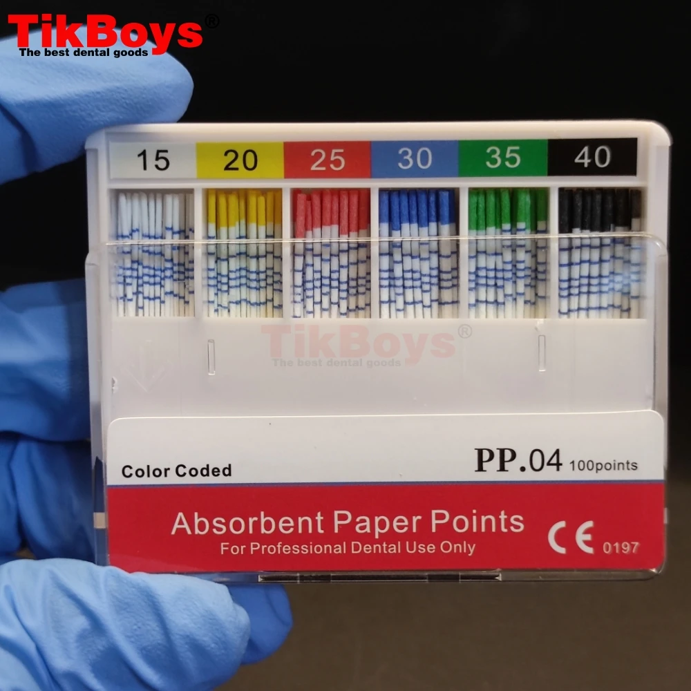 PP04 45-80 15-40# Dental Absorbent Paper Points Sterile Mixed Size Root Canal Endodontic Paper Tips Dentistry Filling Materials