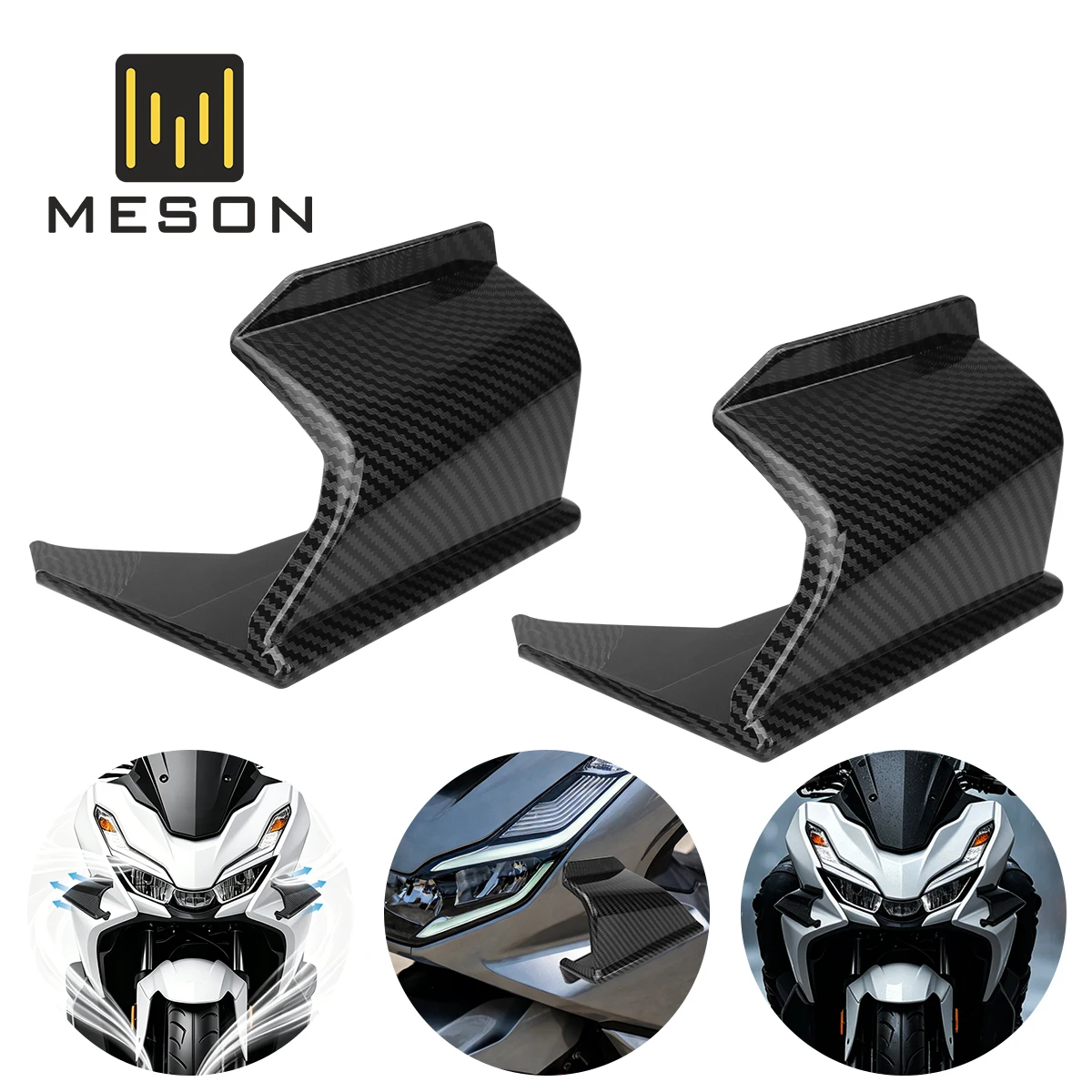 Motorcycle Carbon Fiber Black Front Fairing Winglet Aerodynamic Wing Cover Compatible For Honda ADV 160 Fairing Kits 1 Pair