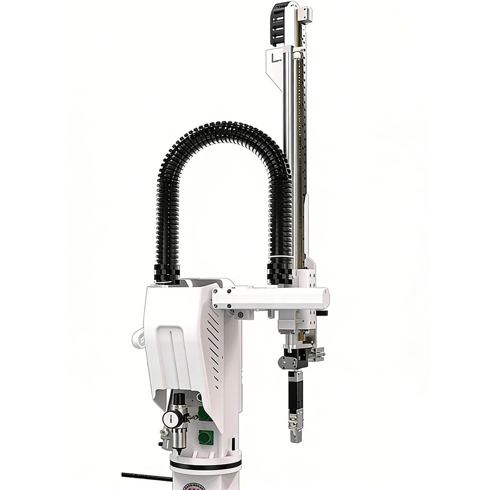 

New Pneumatic Swing Arm Robot | 650mm Vertical Stroke, Suitable for 30T-150T Injection Molding High Speed Parts Removal