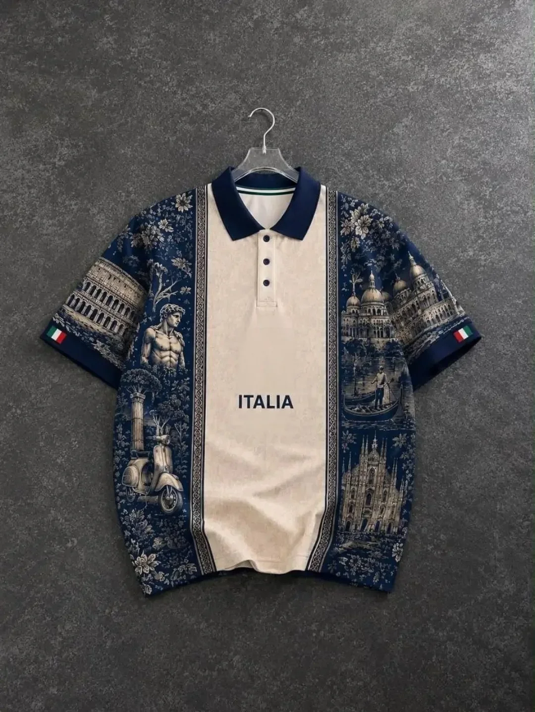 2026 New Men's Business High-End Polo Shirt ITALIA Jersey Oversized Casual Comfortable Fashionable Sports Top Christmas Gift