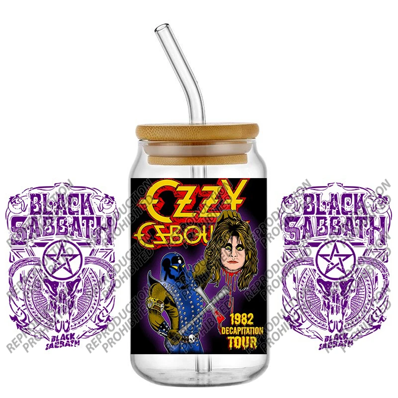 Vintage Heavy Metal Cross Art UV DTF Cup Transfer Sticker Rock Music Style Decal For Libbey Glass Can Tumbler DIY Decal - view 4