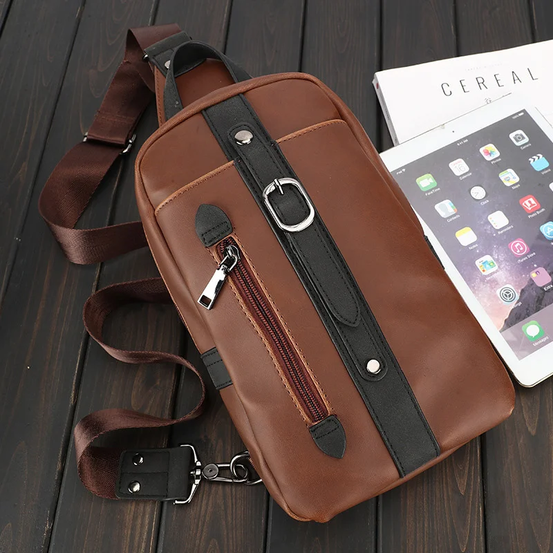 

Luxury Leather Men Chest Pack Brand Designer Bags 2024 Crossbody Bag Male Business Phone Purse Lock Shoulder Handbags