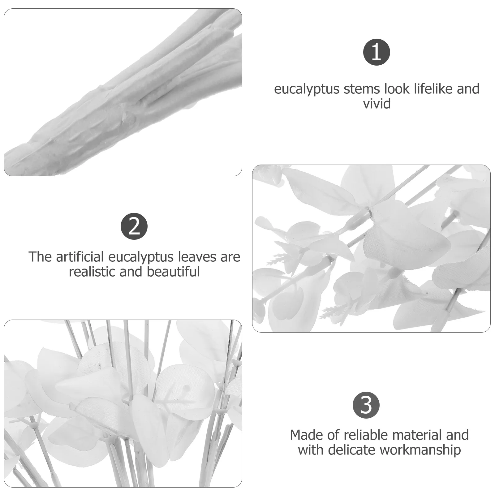 

3Pcs Faux Eucalyptus Stems Artificial Leaves Realistic Wedding Floral Arrangement Party Decoration Eucalyptus Stems