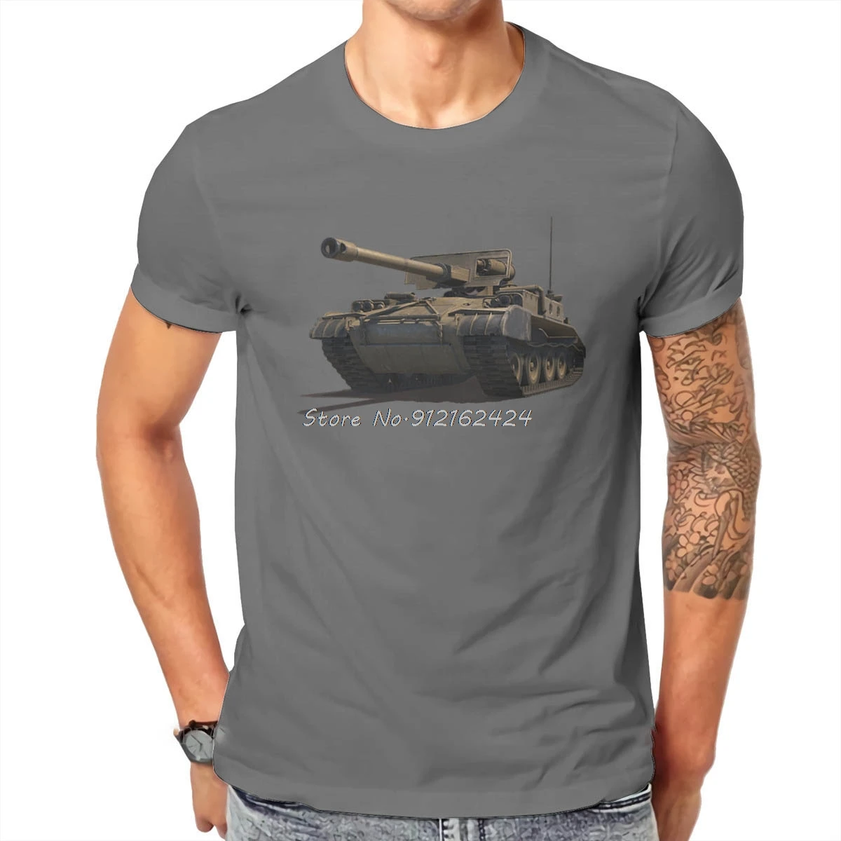 World Of Tanks Classic Game Armored Tank M56 Scorpion Tshirt  High Quality  Graphic Men Vintage Grunge Summer Men's Tops Cotton