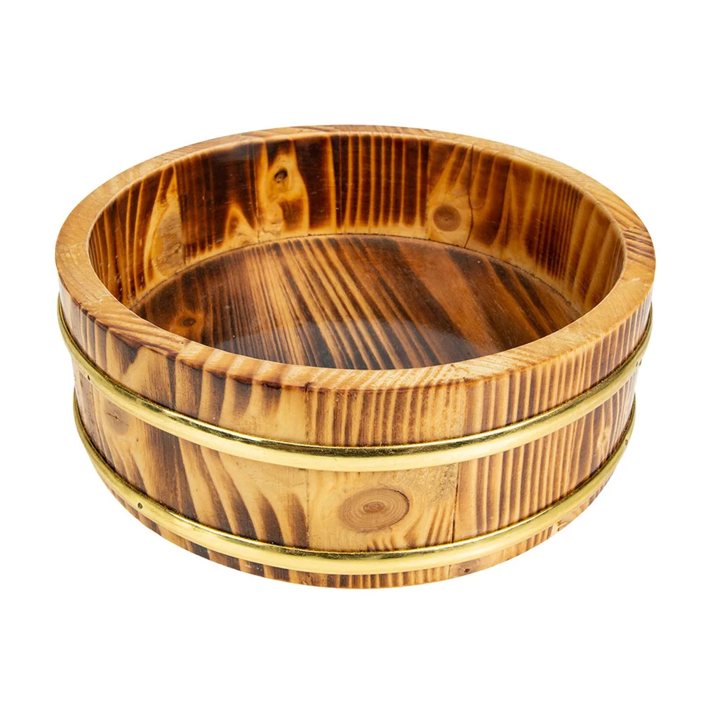 

Sushi Rice Bowl Wooden Food Bucket Round Smooth Surface Easy Cleaning Restaurant Home Picnic Japanese Sushi Bucket Small Storage