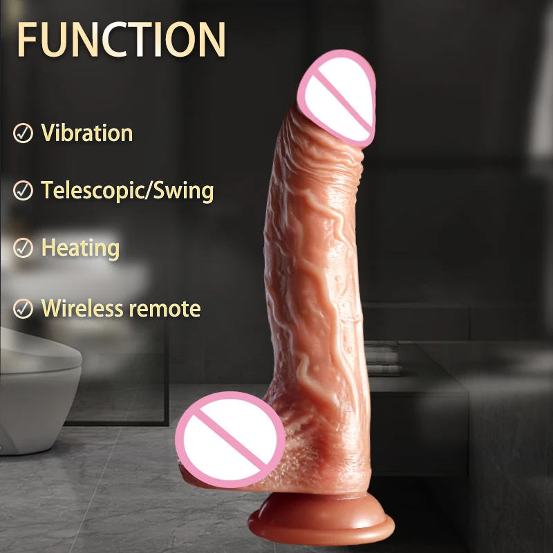 Oversized Dildo Realistic Artificial Penis Vibrator Retractable Cock with Heat Female Masturbation Orgasm Vagina G-Spot Squirt