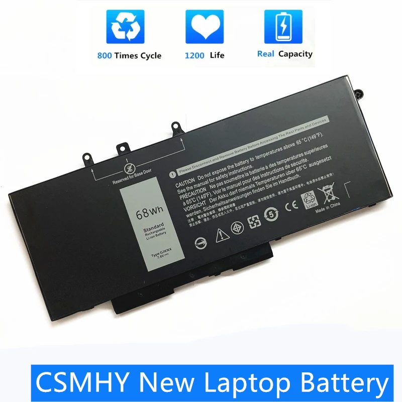 

CSMHY New GJKNX Laptop Battery For Dell Latitude E5480 5580 5490 5590 For DELL Precision M3520 M3530 GD1JP 7.6V 68WH