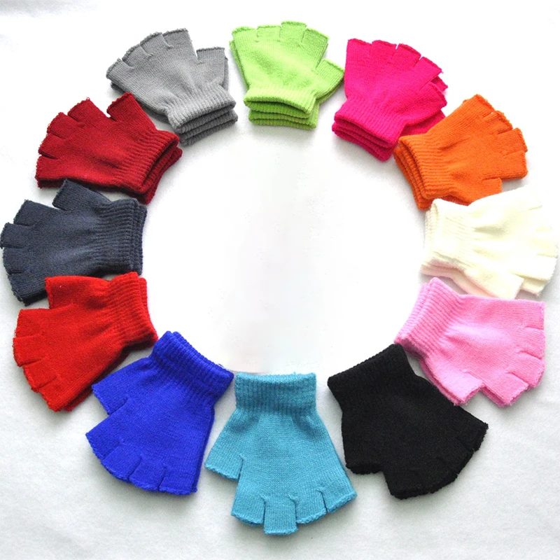 2026 Short Half Finger Fingerless Knit Wrist Glove Winter Warm Stretch Work Gloves for Women and Men Cycling Accessories