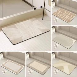 Modern Striped Bath Mat Washroom Quick Drying Carpet Shower Room Easy To Clean Doormat Super Absorbent Non Slip Diatom Mud Rug