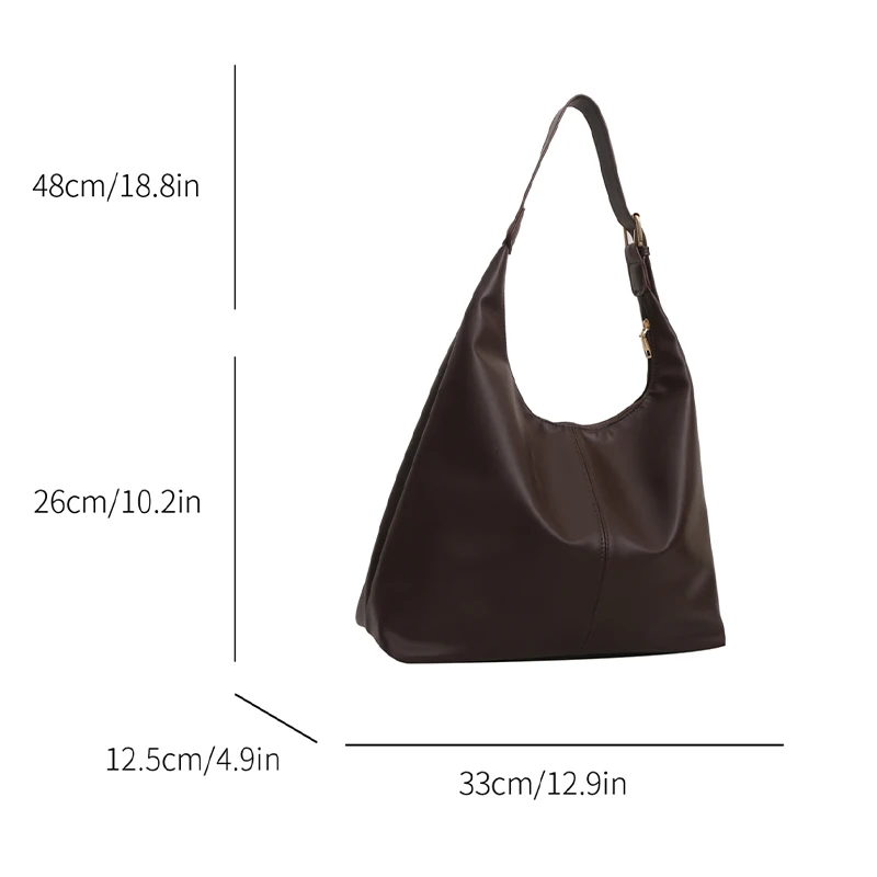 Trendy Casual Soft PU Women\'s Handbags Solid Color Large Capacity Female Shoulder Bag Retro Tote Bag For Commute Shopping