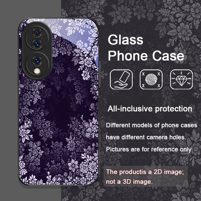 Funda de teléfono de vidrio templado con flores coloridas Retro para Huawei Honor 200 Lite 100 300 Pro 90 GT X8 X9 Magic 7 6 5 Pro fundas florales