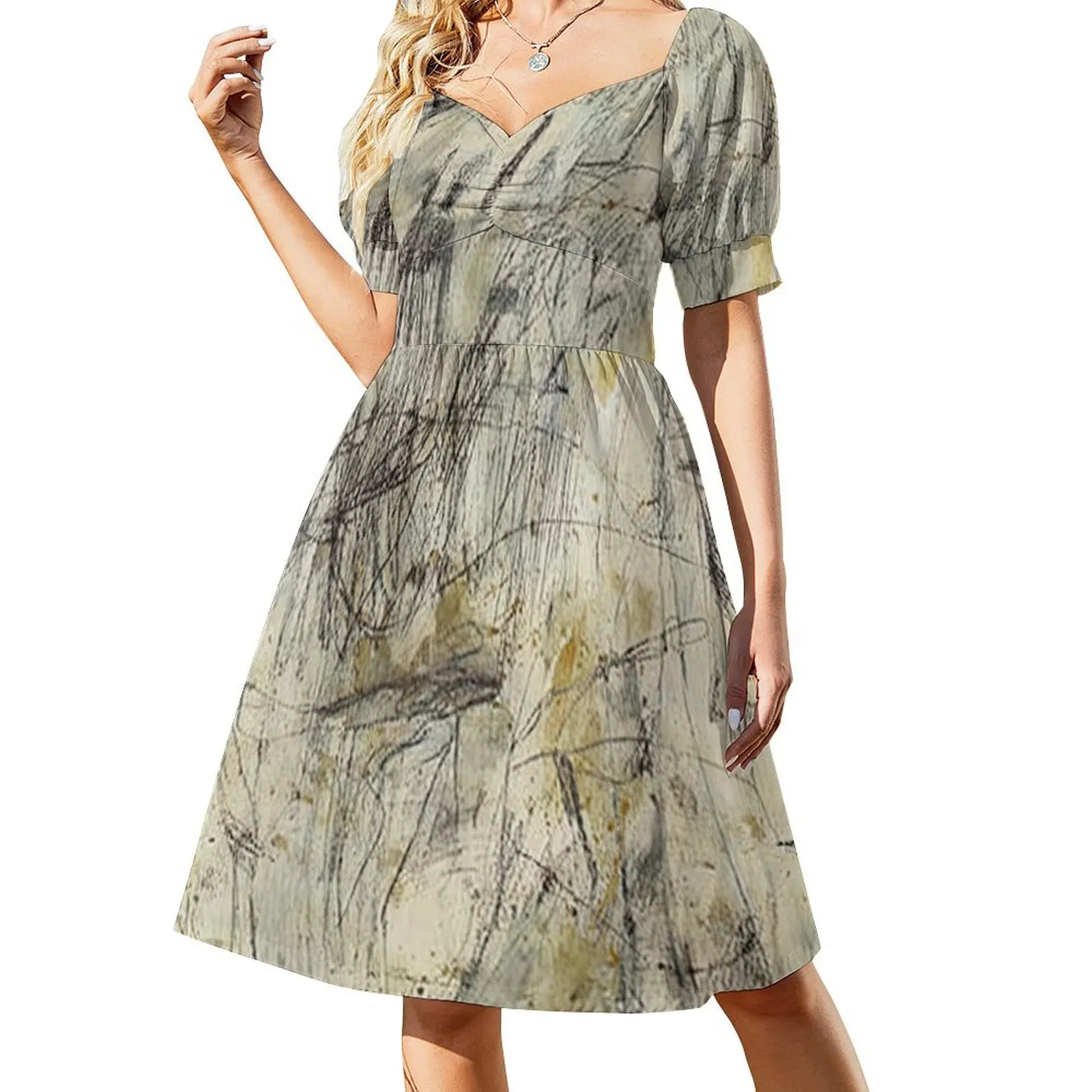 

artist cy twombly, art cy twombly artwork, paintings by painter twombly prints Short-Sleeved Dress
