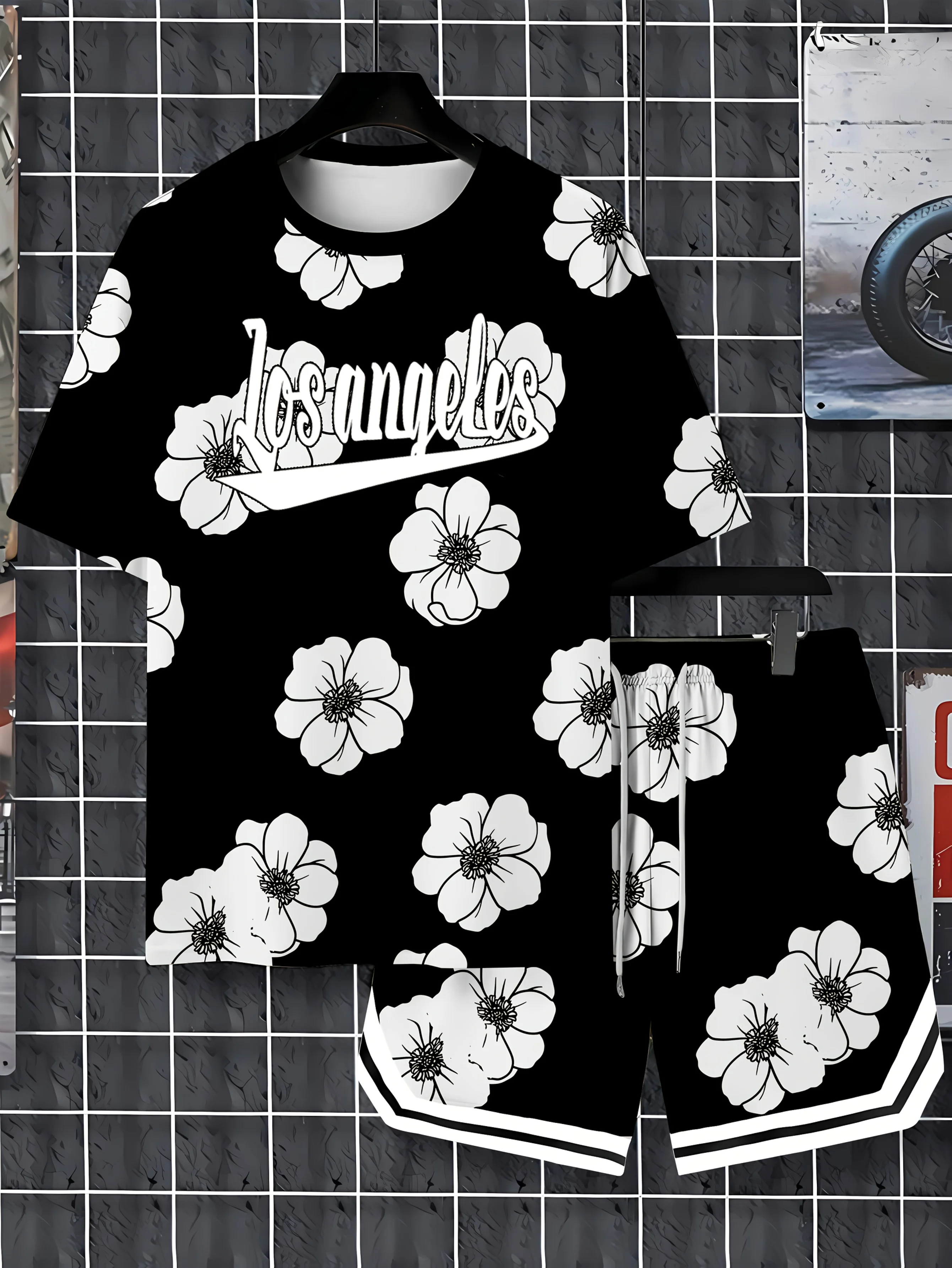 طقم رجالي صيفي جديد لعام 2025 طقم رجالي كاجوال وعصري مطبوع ثلاثي الأبعاد للإجازات الخارجية