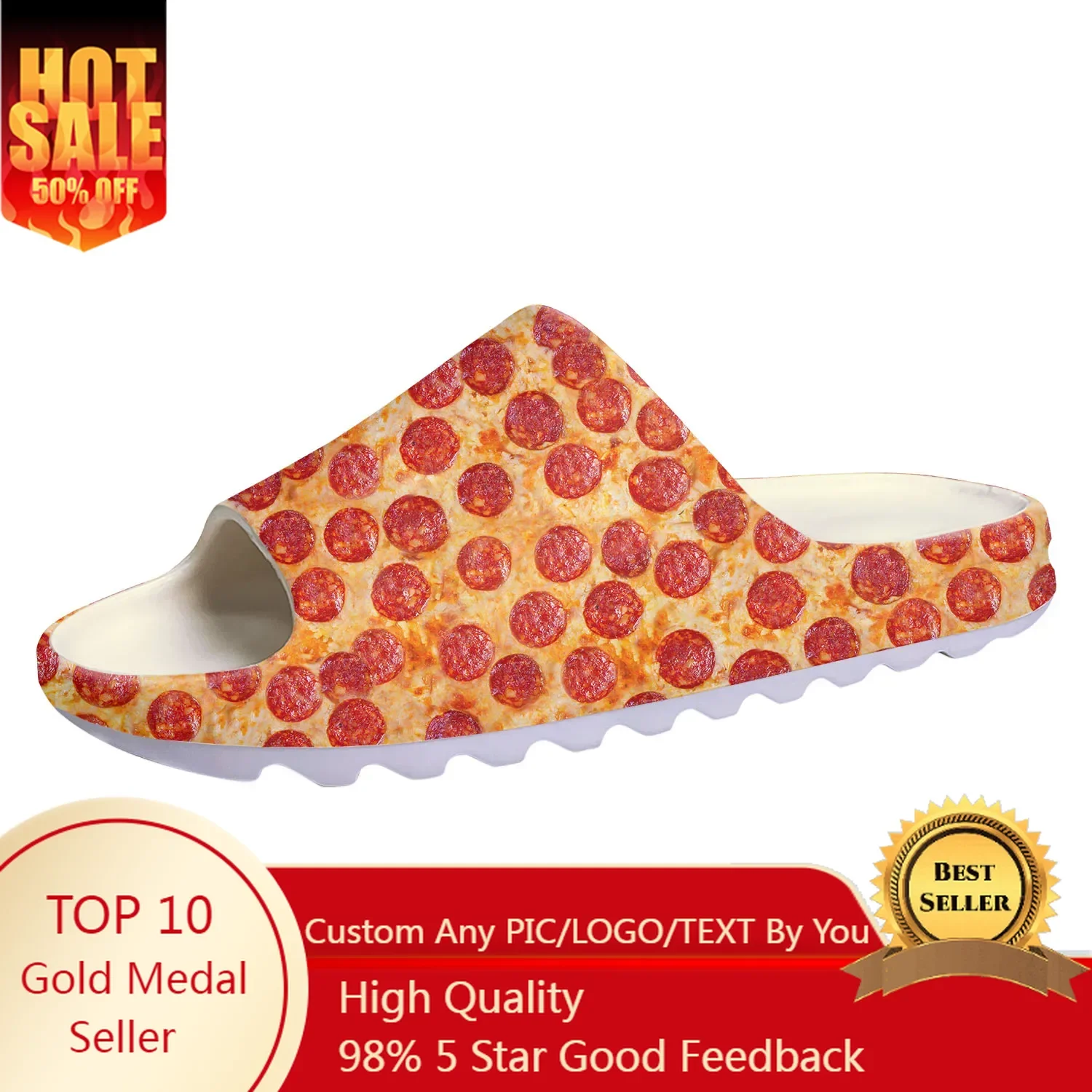 

Patrón de comida deliciosa pizza 3D Soft Sole Sllipers Home Clogs Step on Shoes Mens Womens Teenager Custom on Shit Sandals