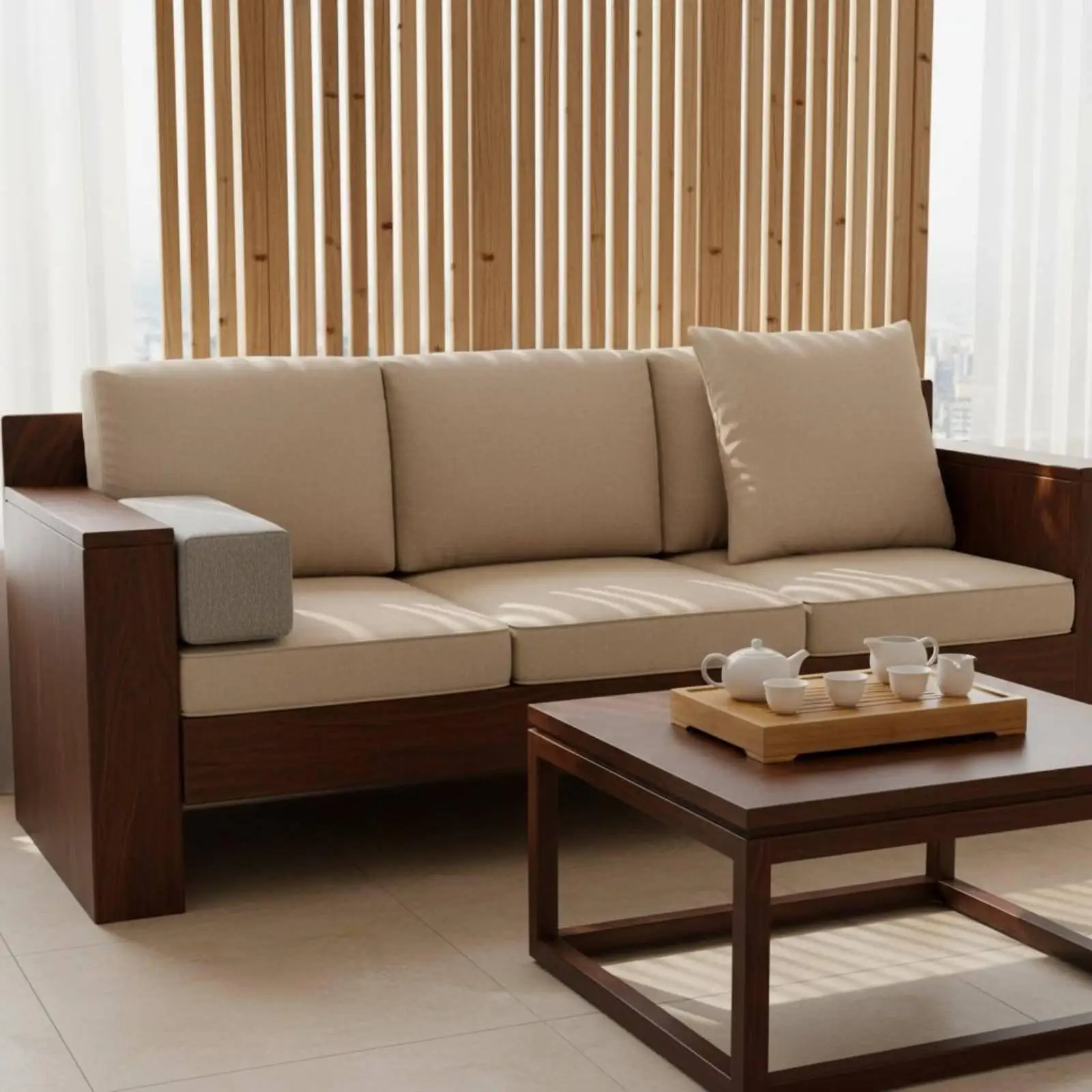 Square Sofa Pillow Faux Linen Armrest Cushion Decorative Bolster for Living Room Sofa Decor