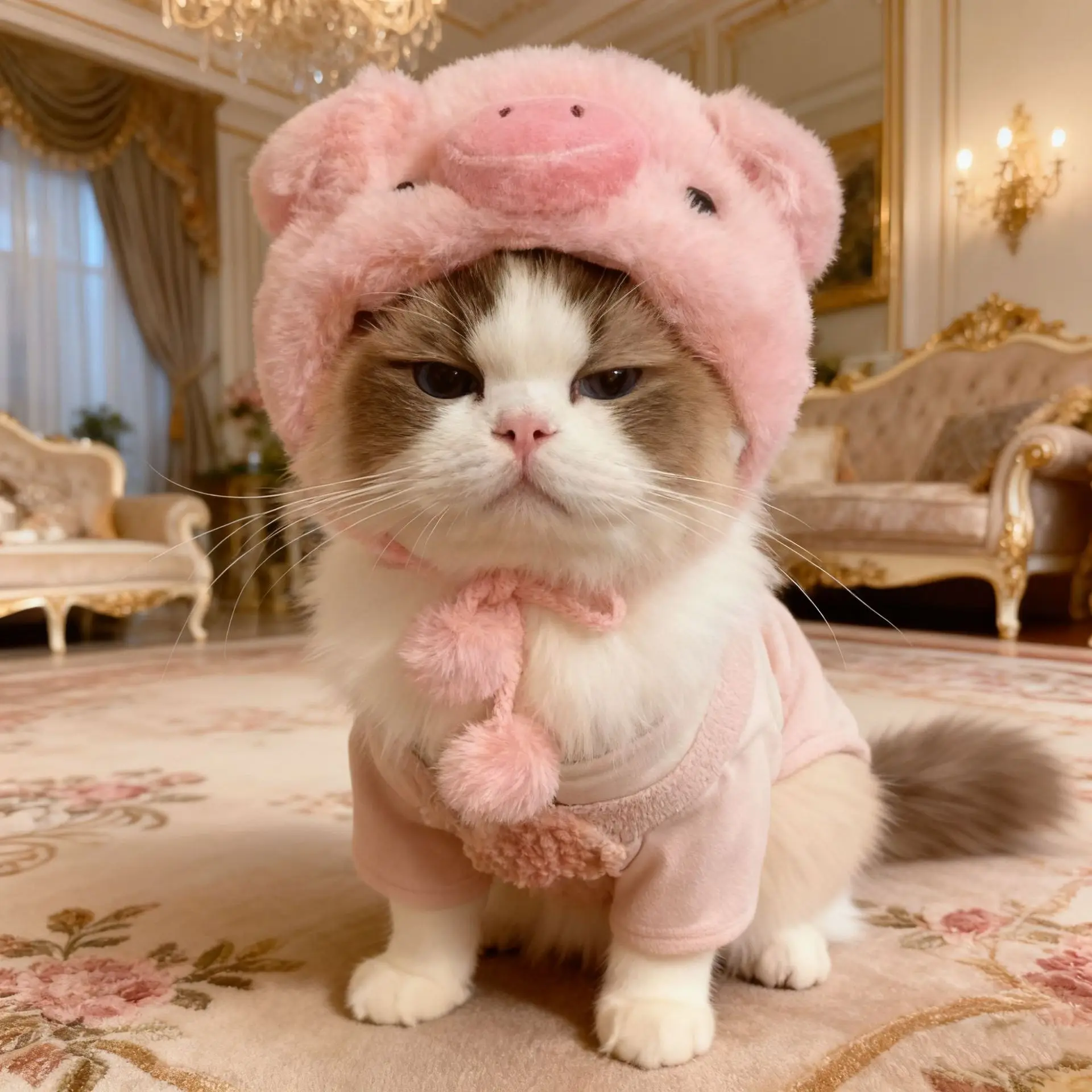 Funny Cat Cap Bear Plush Pet Head Cover Cute Cat Small Dog Winter Warm Headwear Head Cover Cross Dressing Hat Cosplay Costume