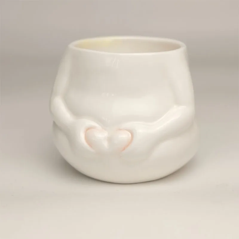 

TingKe-Creative Cartoon Body Ceramic Mug, Heart Shaped, Fat Belly Cup, Modern Household Coffee Cup, Tableware