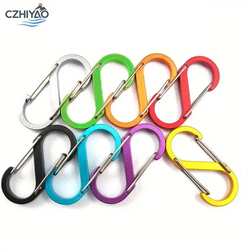 CZHIYAO 8 Stück Aluminium S-Haken Doppelschnalle Flaschenclip Schlüsselanhänger Haken Rucksack Campingzubehör für Rucksäcke Angeln Wandern