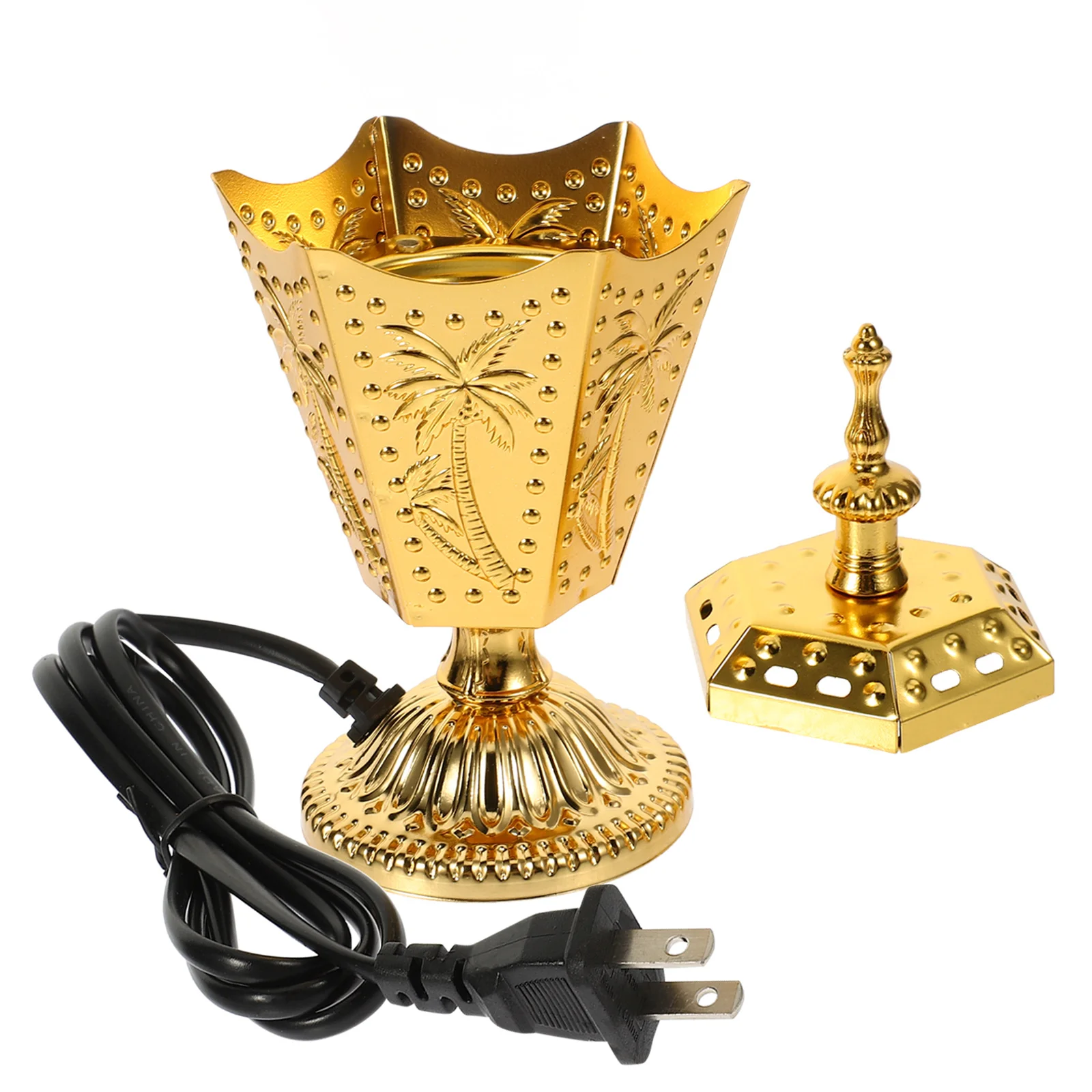 

Electric Metal Incense Burner Vintage Copper Plug in Safe Aromatherapy Censer for Living Room Home Decor Aroma Burner