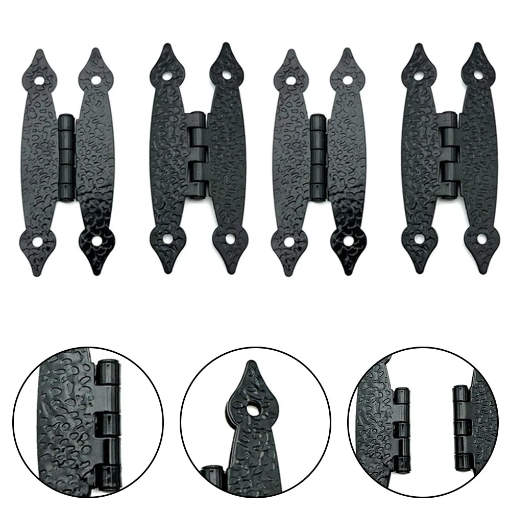 4 Pack 3.5 Inch  Antique Iron H-Shaped Cabinet Hinge Cabinet Door Small Hinge Antique Hinge Measures 89 X 37 Mm (3.5 X 1.5 Inch)