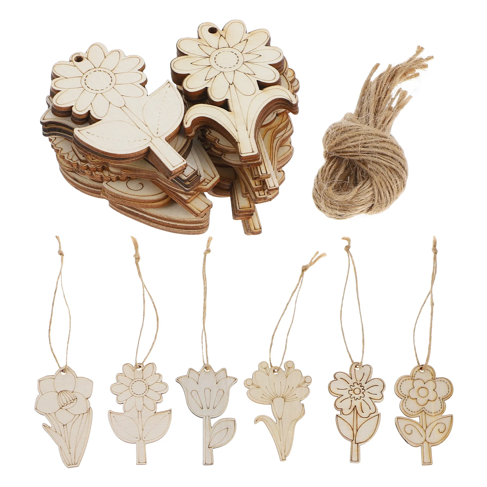 

1Set Flower Shaped Wooden Cutouts Unpainted DIY Craft Decorations Smooth Surface Party Festival Home Decoration