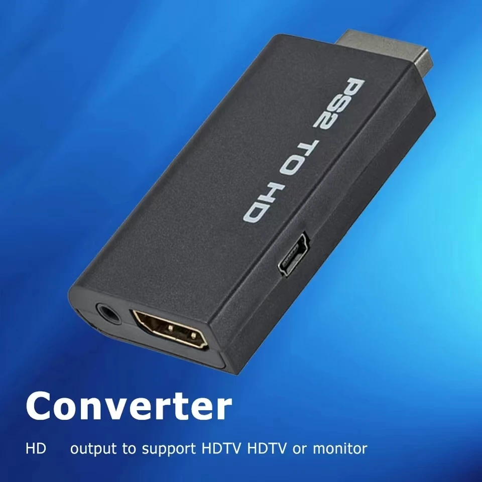 HDMI zu Ps2 kompatibler Konverter-Adapter Audio und Video mit 3,5-mm-Audiokabel unterstützt PC alle Ps2 480i 480p 576i Anzeigemodi