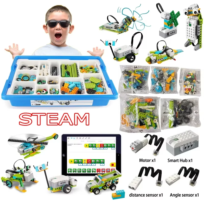 

Wedo2.0 Standard Set 280pcs Building Blocks Set Bluetooth Smart Hub+Tilt Sensor Robot Manufacturing Scientific Experiment Set
