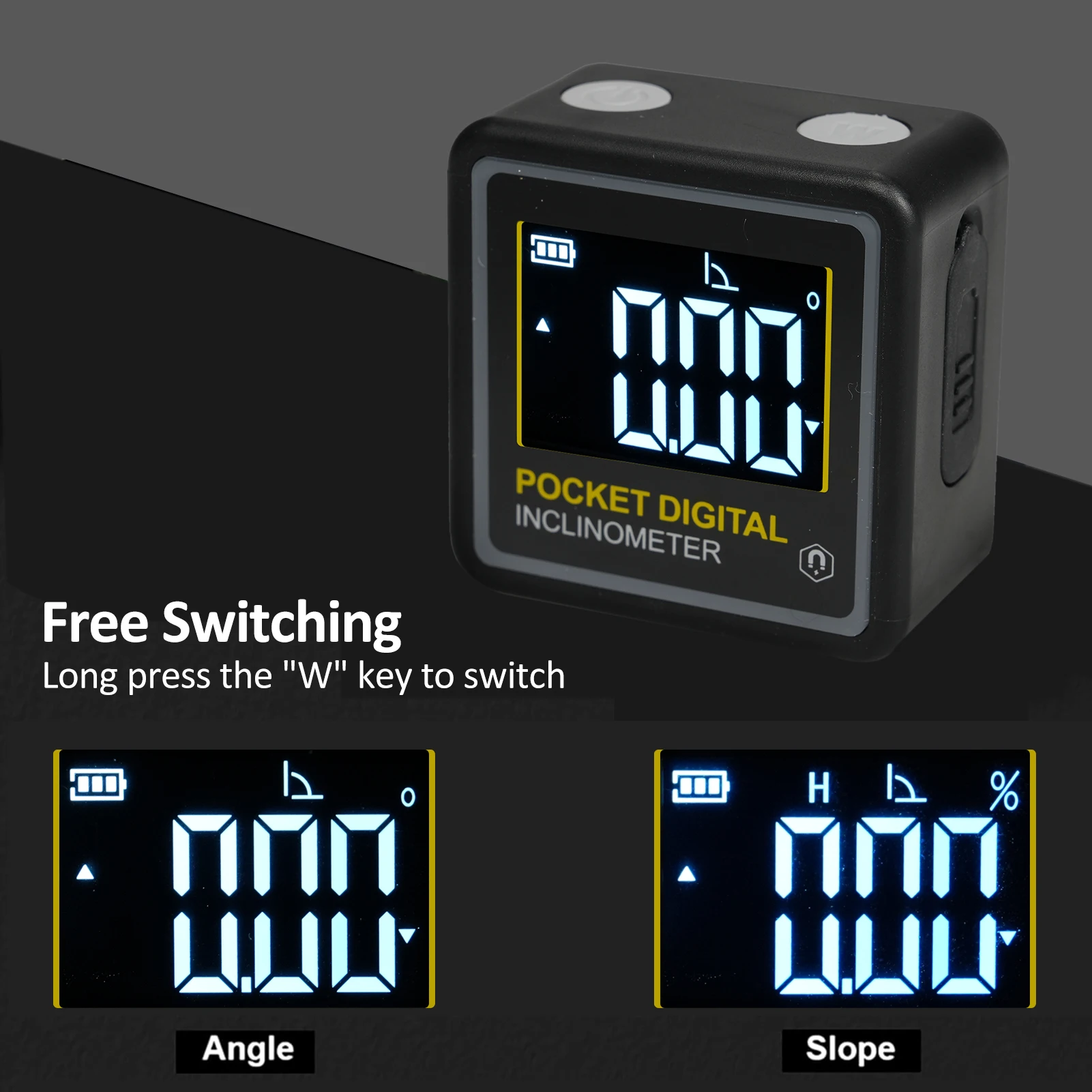 Inclinómetro Digital portátil con retroiluminación LCD, medidor de pendiente, regla de ángulo, Nivel Magnético de un solo lado, 4x90 °
