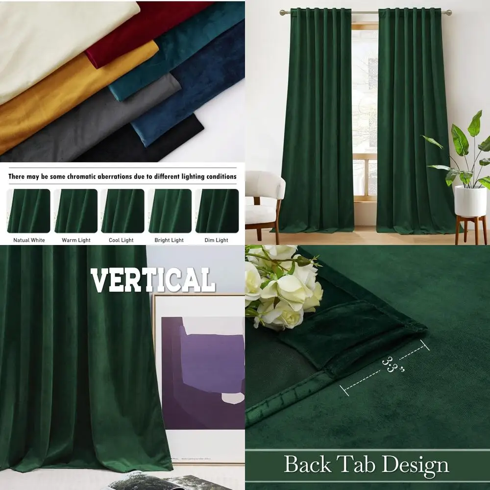 

Vintage Hunter Green Velvet Curtains, 84 Long, Soft, Durable, Room Darkening, Privacy, Decorative for Living Room & Bedroom, 2 P
