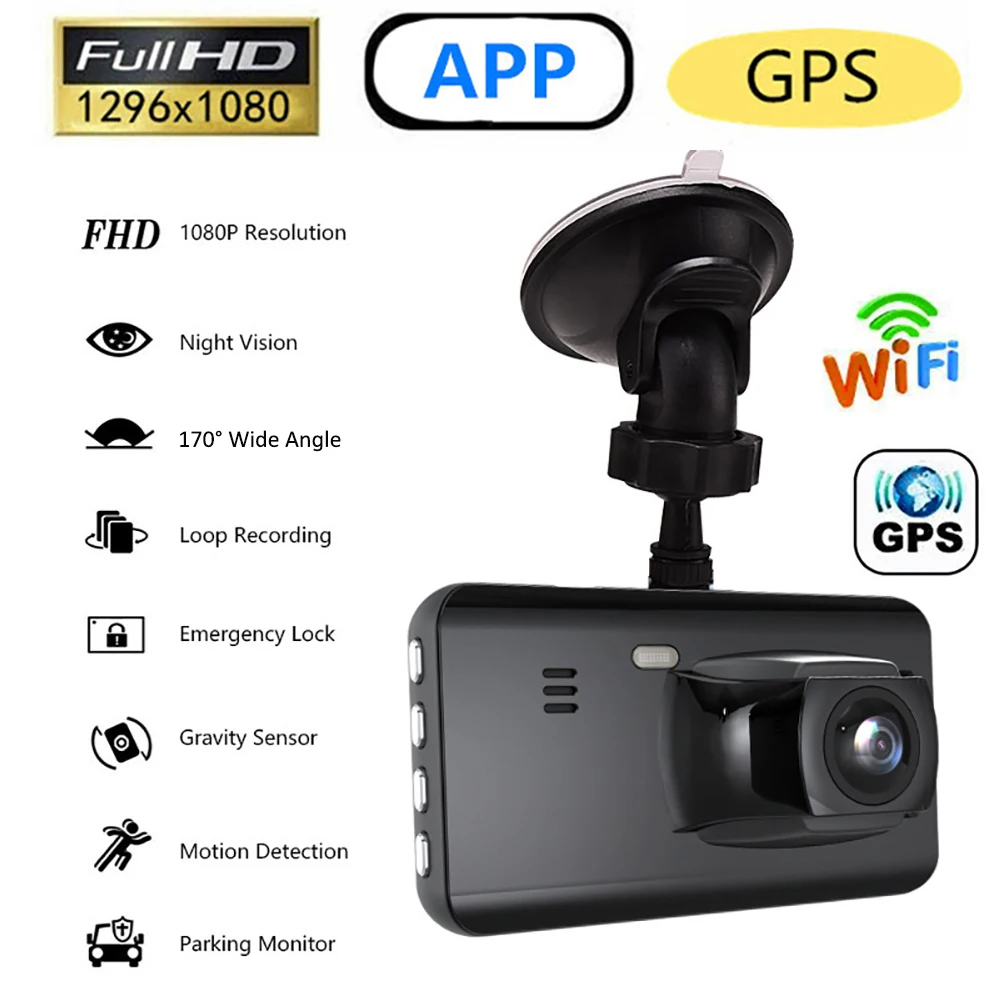 

Видеорегистратор автомобильный, Wi-Fi, Full HD 1080P, GPS